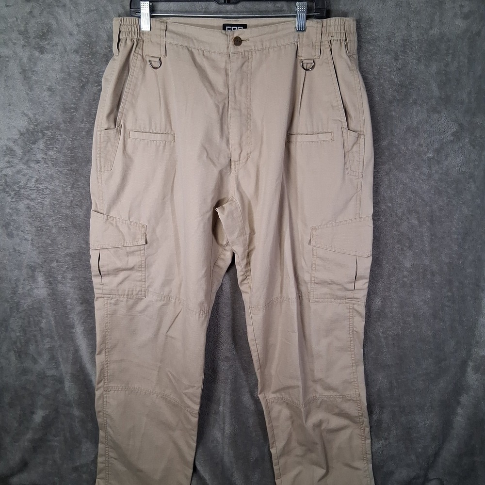 CQR Tactical Cargo Pants Men Size 36x34 Khaki Beige Ripstop Double Knee Hiking